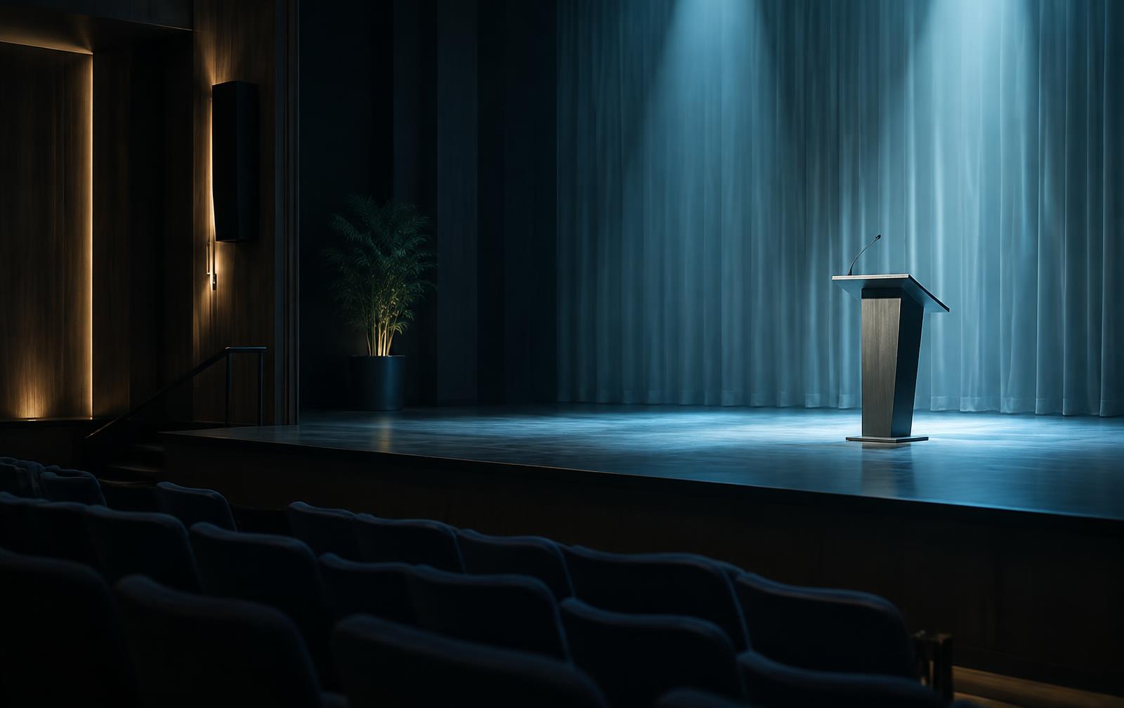 An empty speaking stage